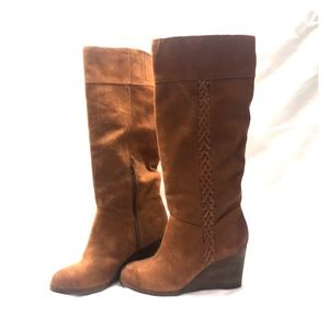 *SOLDLucky brand Sanna suede wedge knee high boots